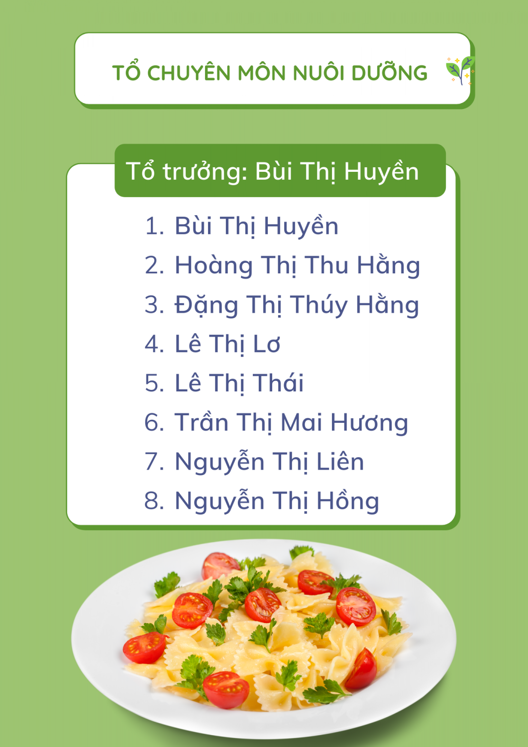 TỔ CHUYÊN MÔN NUÔI DƯỠNG