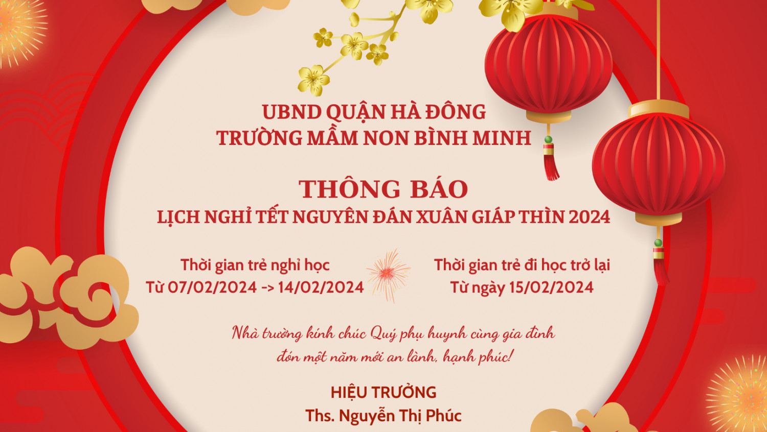 LỊCH NGHỈ TẾT NGUYÊN ĐÁN GIÁP THÌN 2024